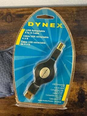Dynex 4ft Retractable USB A to B Cable DX-URAB